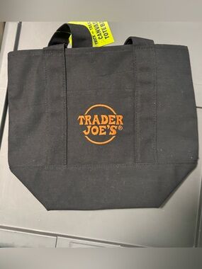 Trader Joe’s Black Canvas Tote Bag with Orange Logo
